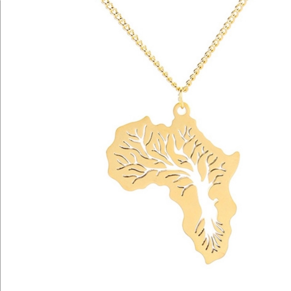 African pendant gold and silver necklace